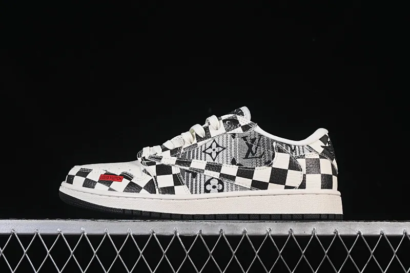 All categories Air Jordan Jordan series basketball shoes Air Jordan 1 Low High-end customized low-top sneakers Travis Scott x Fragment Design x Air Jordan 1 Low OG SP AJ1 Joe 1 LV joint black and white checkered denim low-top cultural casual sneakers LD2028-043